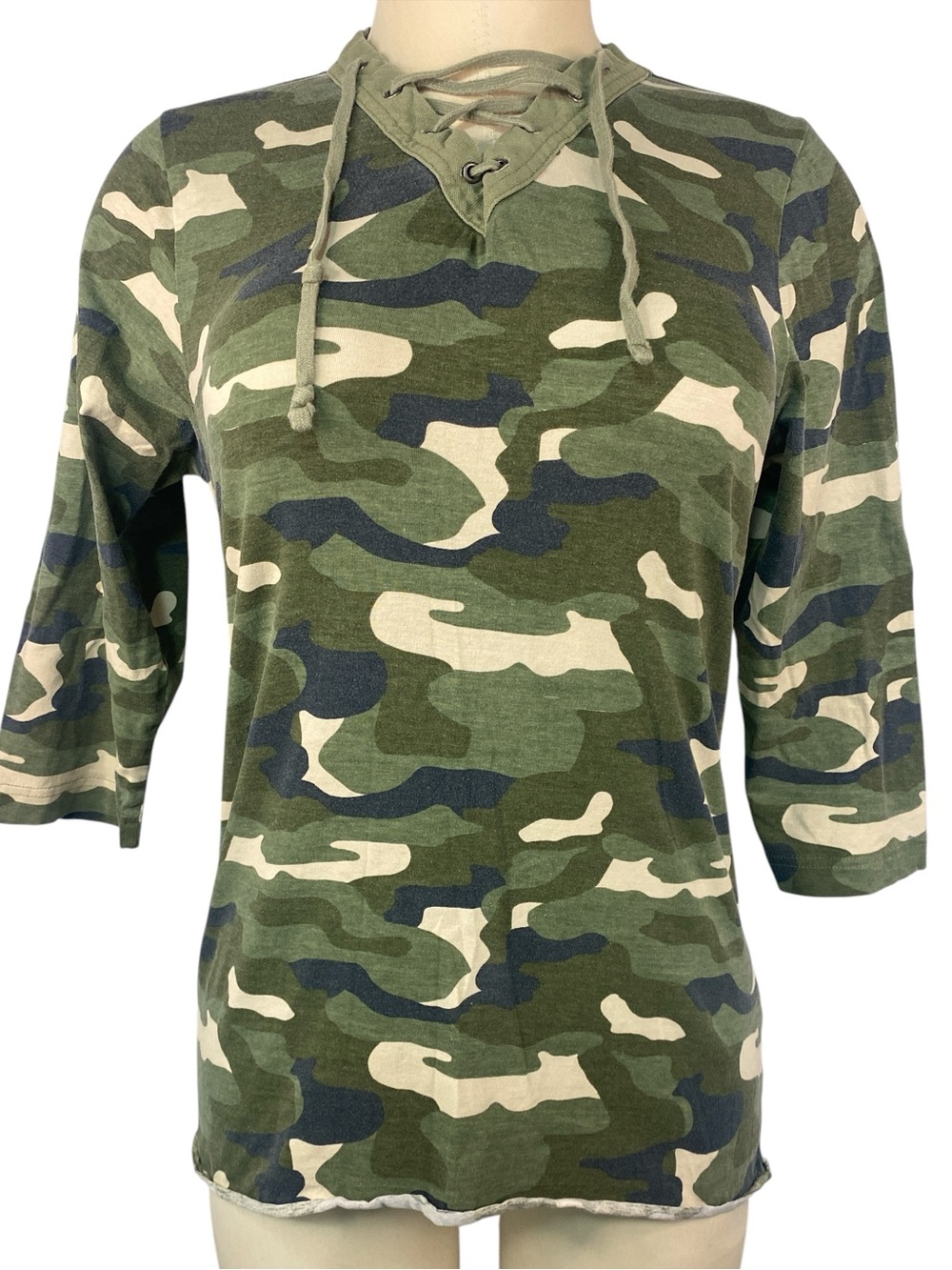 Cabelas Camo Lace-Up Women's Top - Olive/Green Small